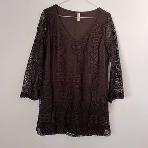 Xhilaration Bell Sleeve Lace Overlay Dress